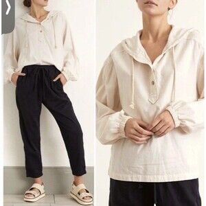 Xirena Finch Sweater Hoodie Womens Small Pearl White Ivory Beach Casual